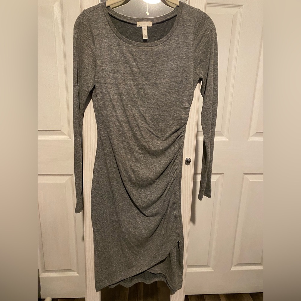 Leith Cross front casual grey long sleeve dress